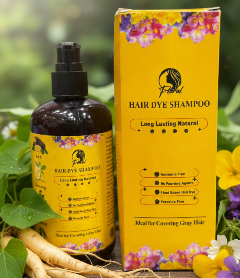 Floral Natural Hair Dye Shampoo - Ammonia-Free Herbal Formula | 200ml