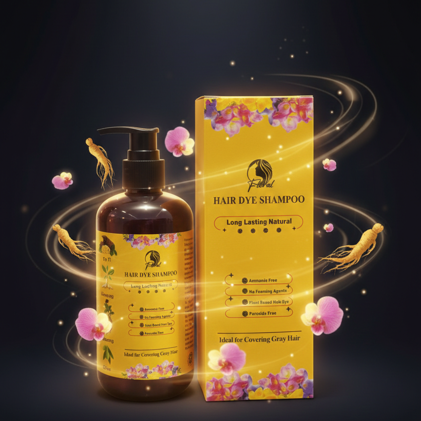 Floral Natural Hair Dye Shampoo - Ammonia-Free Herbal Formula | 200ml